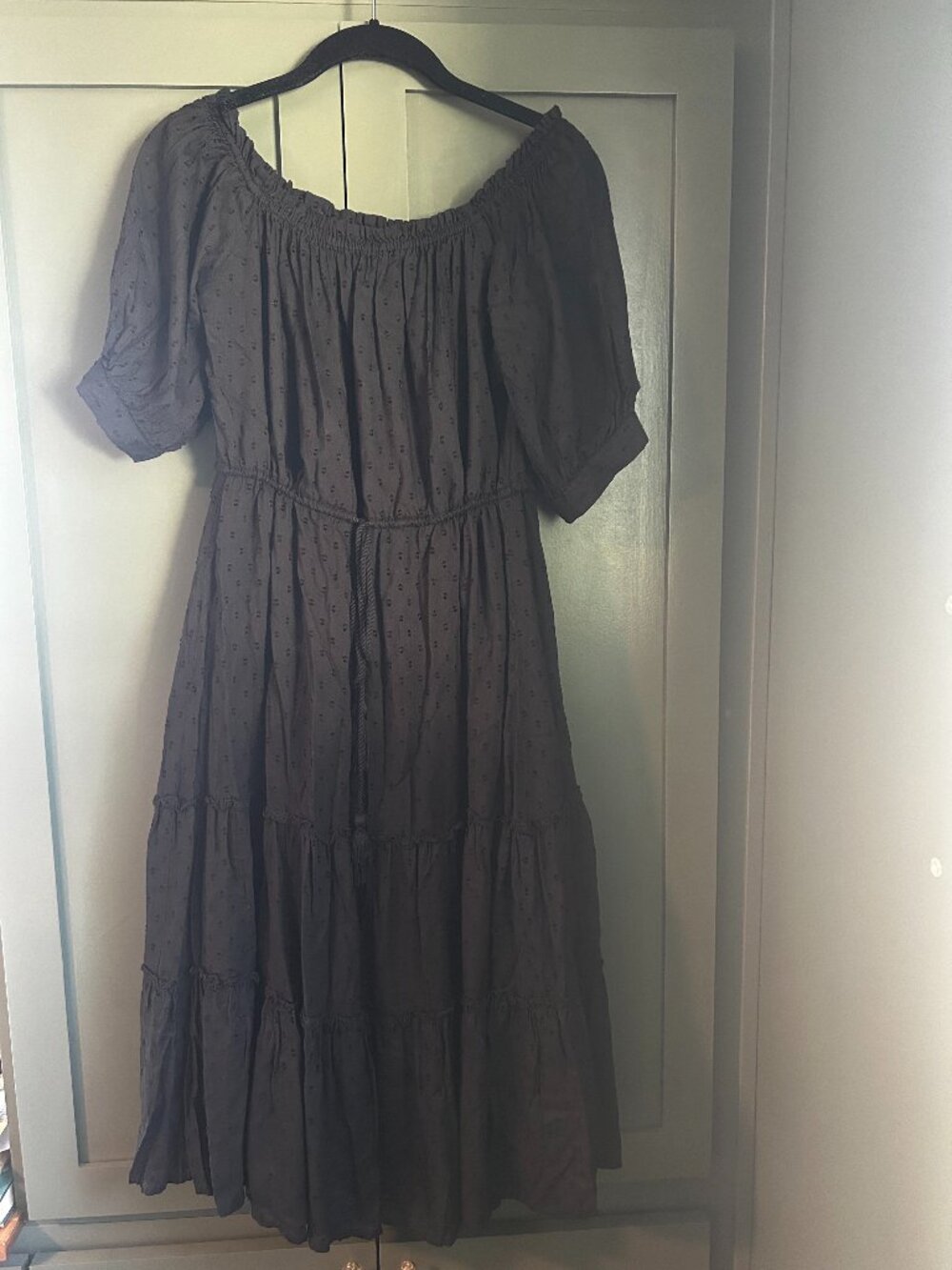 Black Swiss Dot Tiered Dress